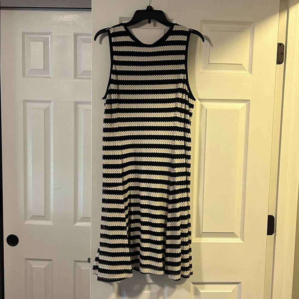 Black and White Striped Sleeveless Dress